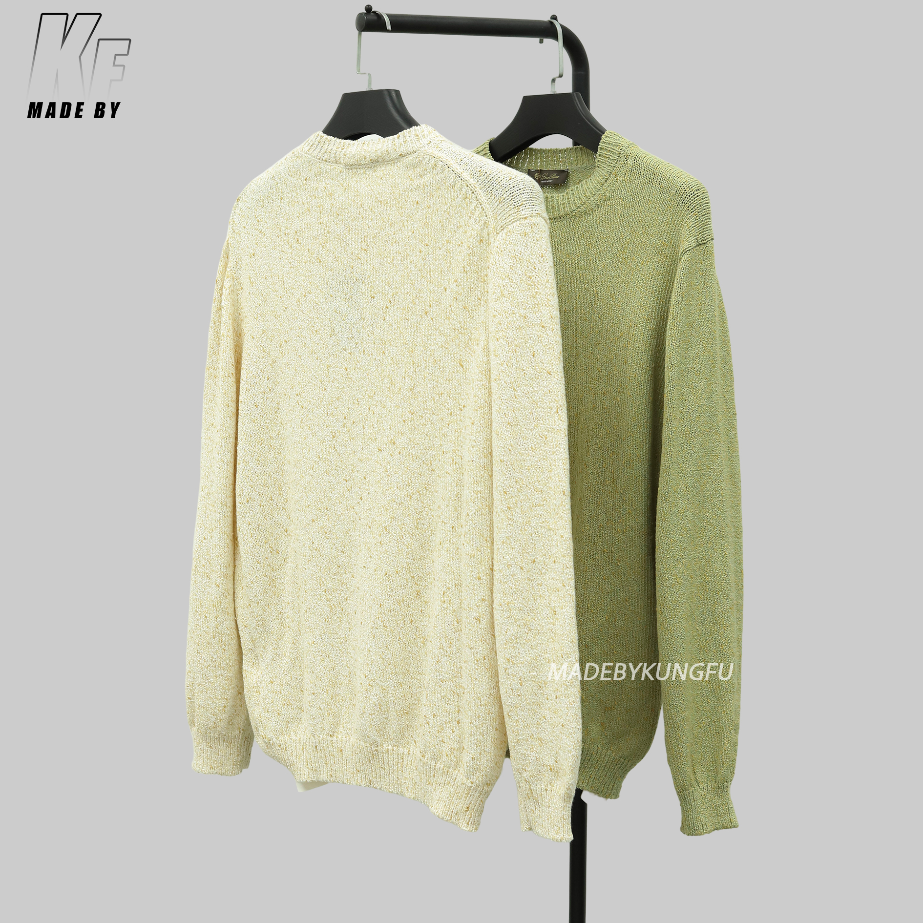 LP套头亚麻点毛衣 米色