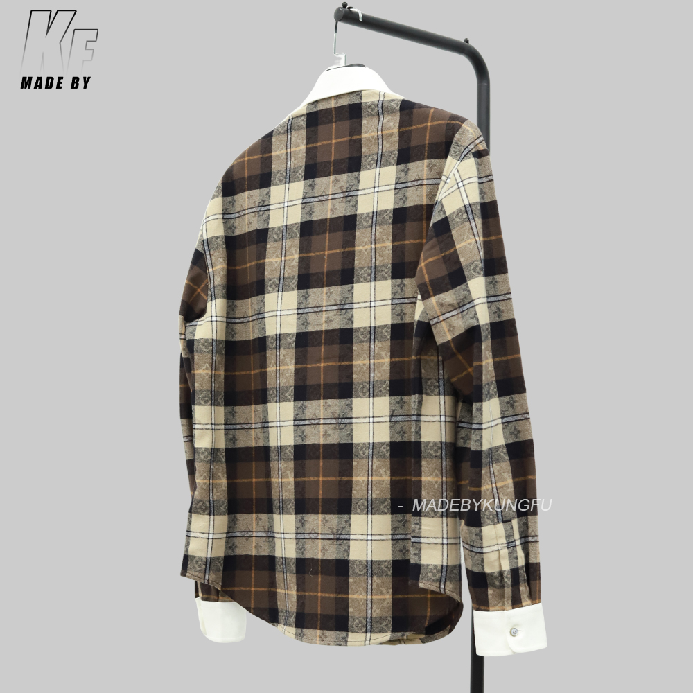 LV 格子印花衬衫 咖色