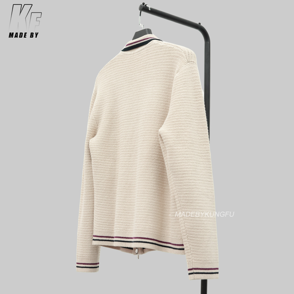 Miu Knitted Striped Zipper Jacket
