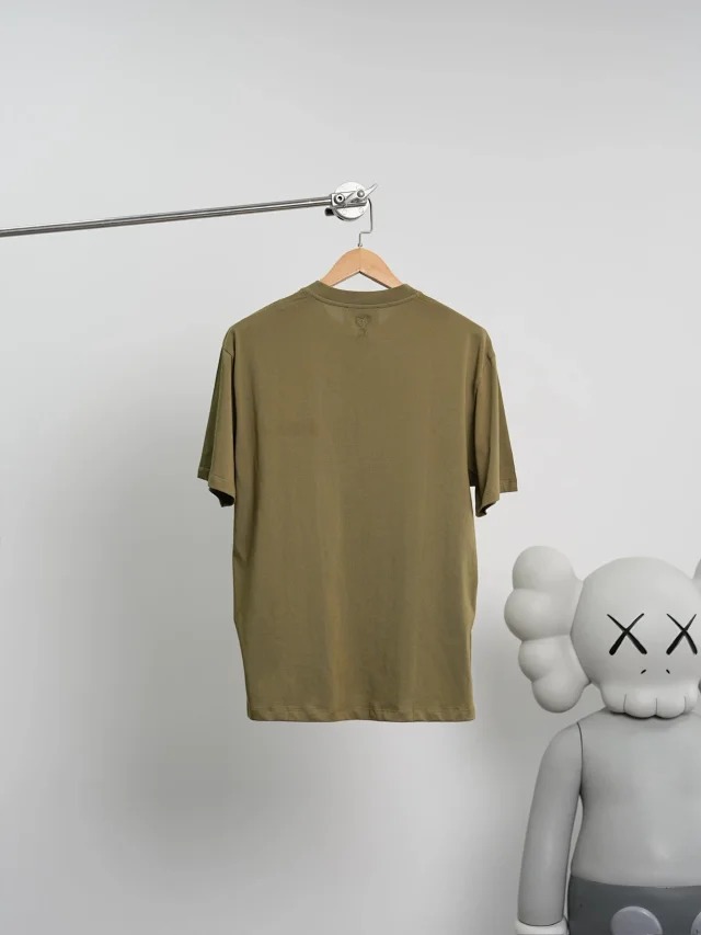 Ami Crochet Letter Round Neck Short Sleeve Night Osmanthus Green