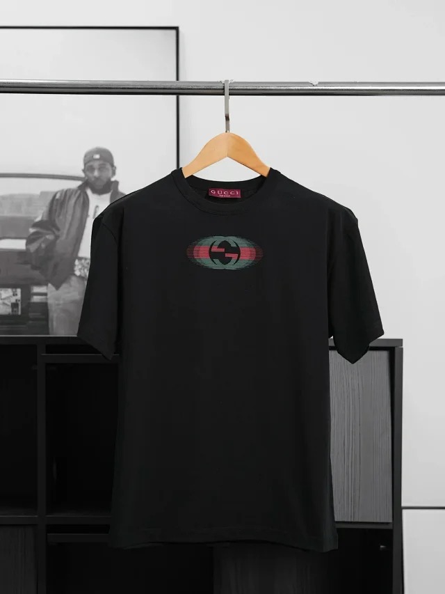 Item ID 9015 GUC Cotton letter printed round neck loose short sleeved shirt