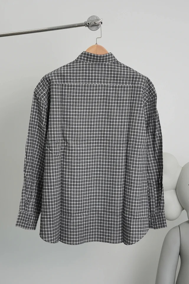 Item ID 9018 Acne Left chest pocket logo flannel long sleeved shirt