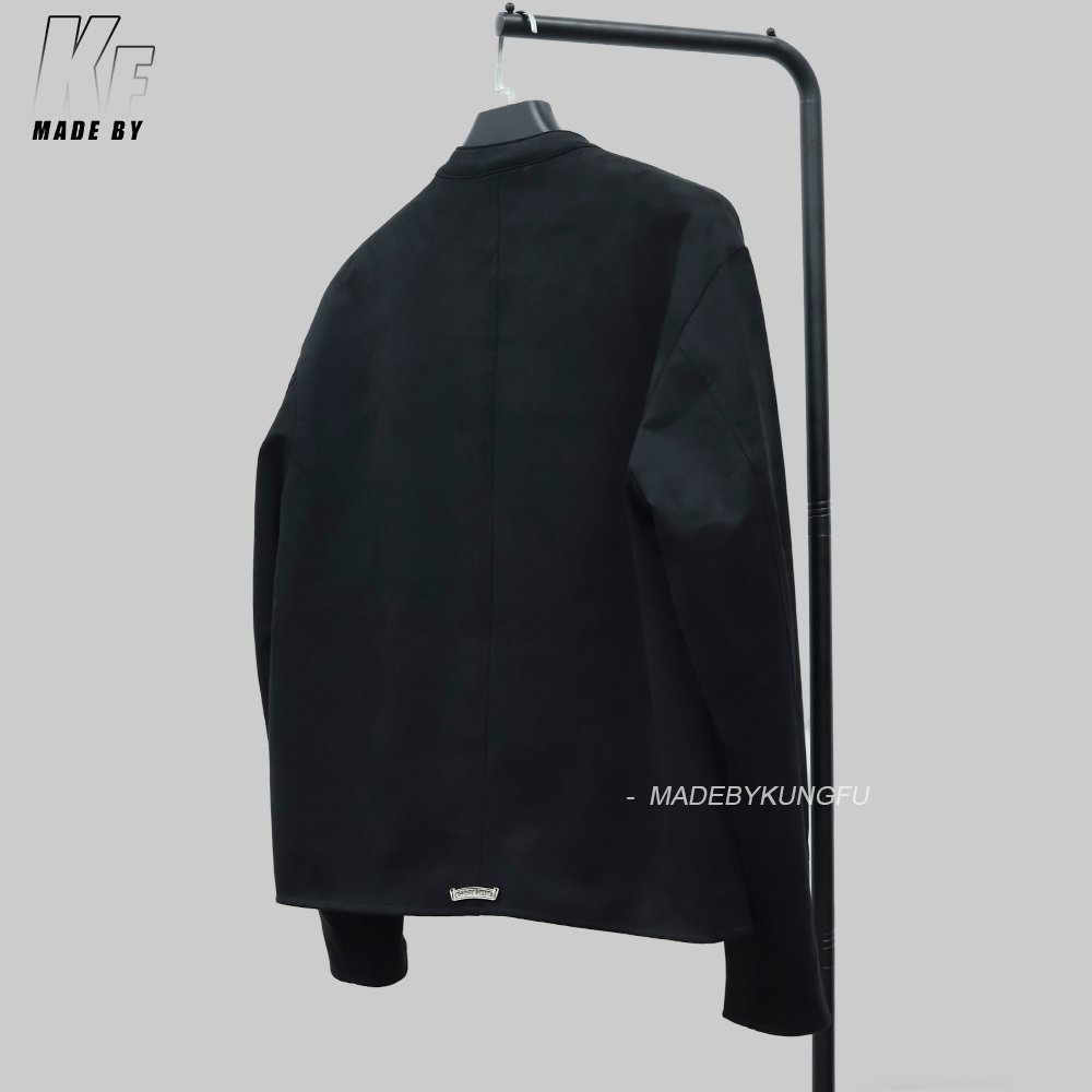 克罗心顺滑棉质拉链夹克 黑色