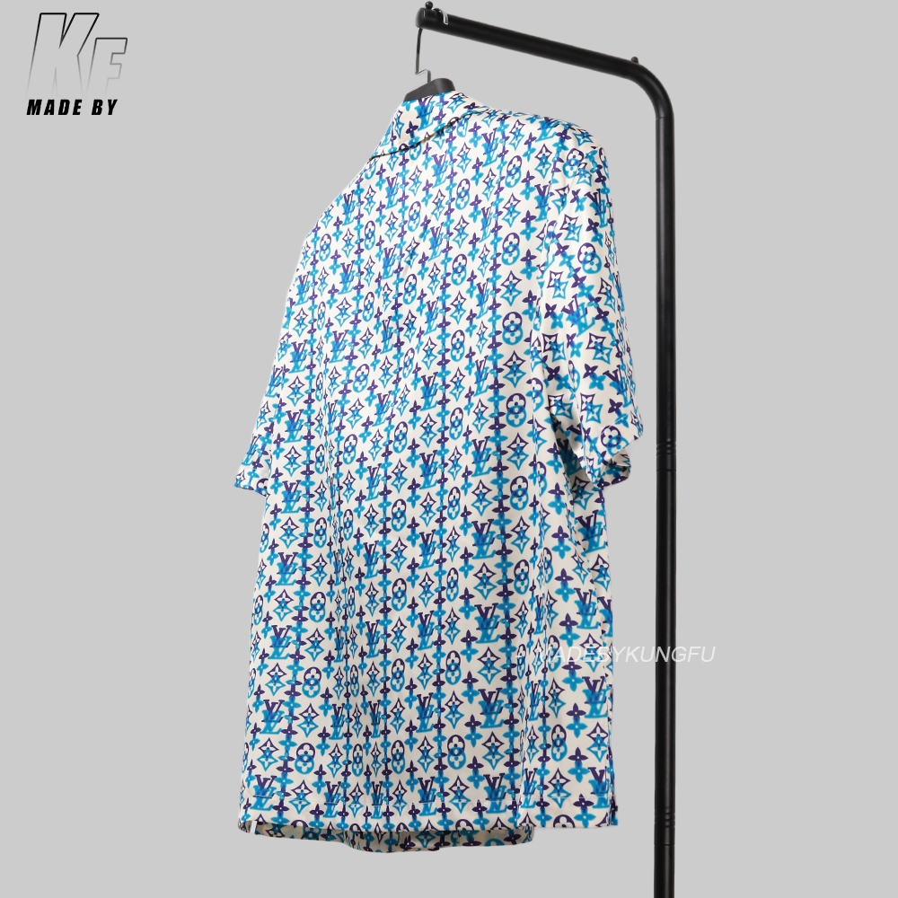 1V mulberry silk blended Cuban collar shirt