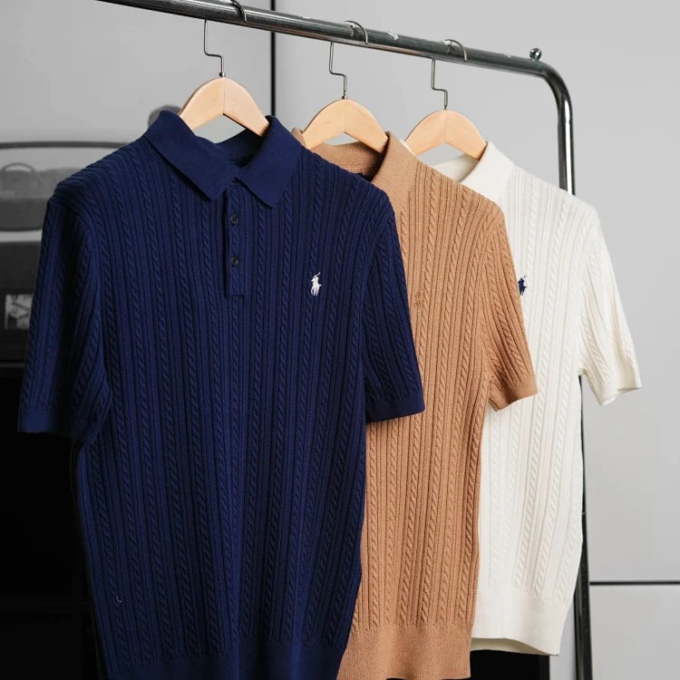 Item ID 9030 Ralph Fried Dough Twists Knitted Embroidered Pony Short Sleeve Pullover Polo Shirt Standard Edition Men's and Women's