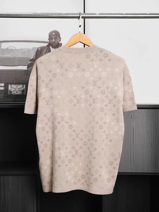 Item ID 9034 1V Early Spring Men's Series Full Print Old Flowers MONOGRAM Round Neck Shirt Jacquard Pattern Short Sleeve