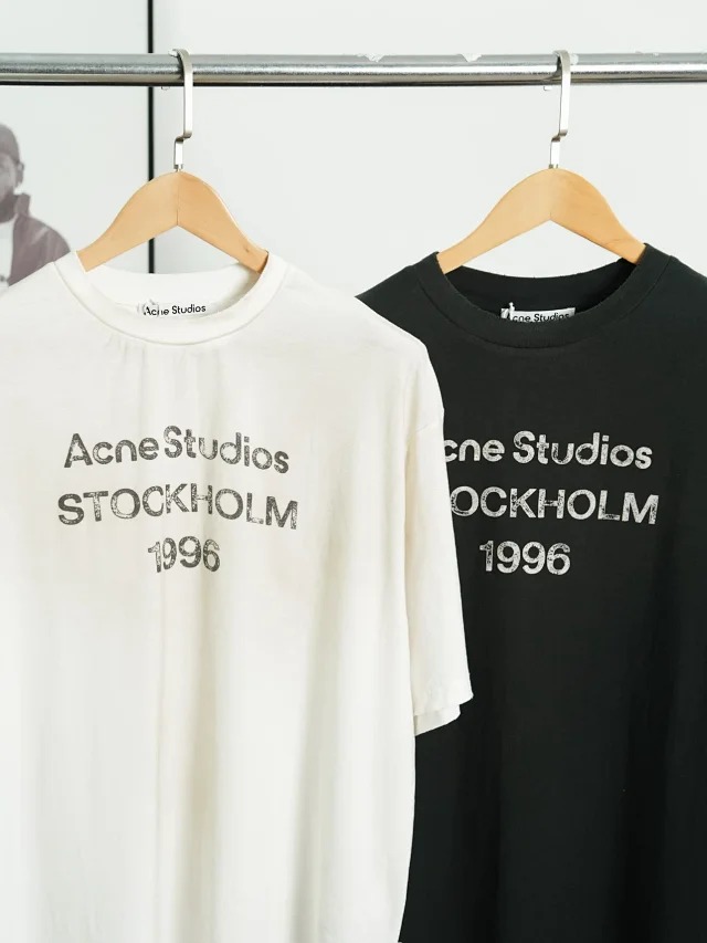 Item ID 9042 Acne 1996 series handmade spray painted distressed exclusive 85% cotton+15% linen short sleeved T-shirt dirty white black