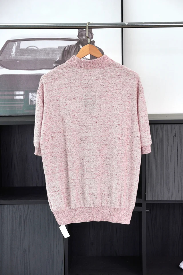 Item ID 9047 Loro 80 Linen Blended Fabric Knitted Polo Breathable Casual Short Sleeve Polo