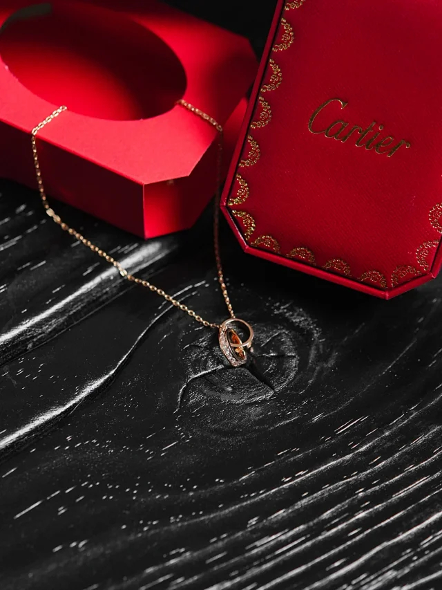 Item ID 9056 CARTNER 520 Series LOVE Classic Screw Half Lay Diamond Plated 18k Gold Gold Necklace Couple's Rose Gold