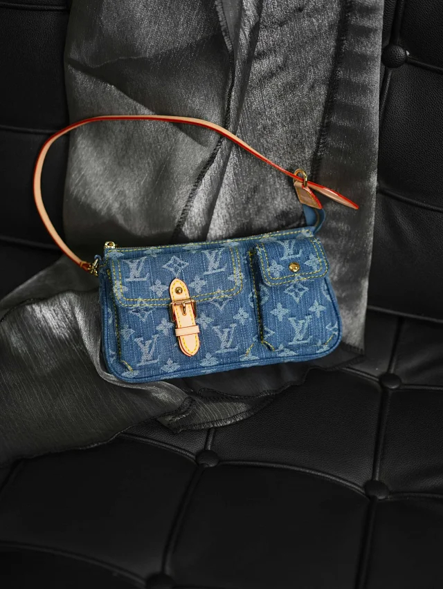 Item ID 9060 1V PA Denim Danning Chain Head Hanging Fabric Handheld Shoulder Bag Women's