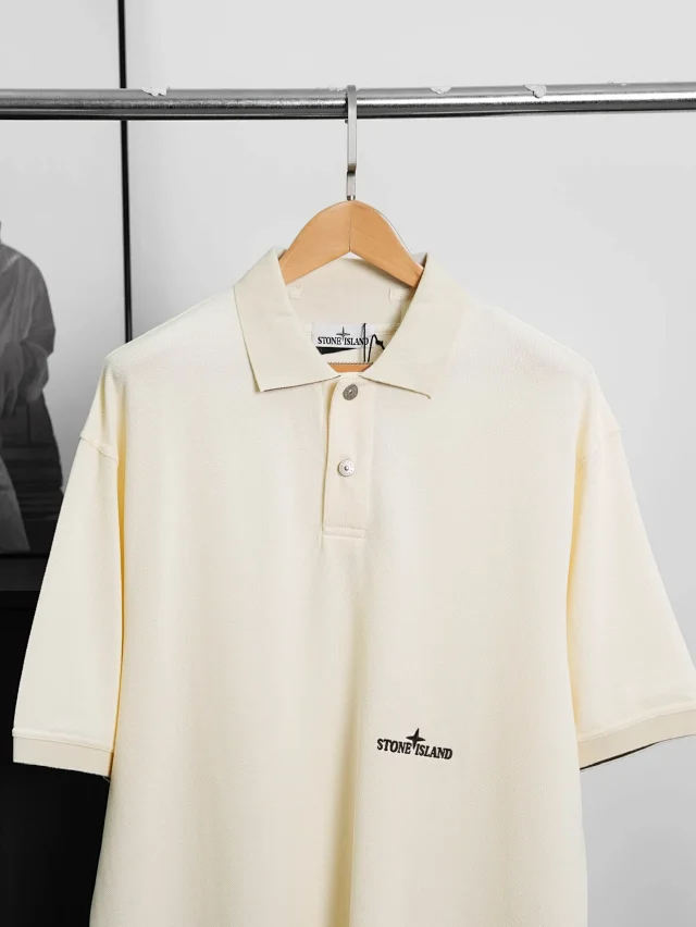 Item ID 9065 SI Customized Vermilion Cloth FLOOFIT Old Money Style LOGO Button Short Sleeve Polo Shirt