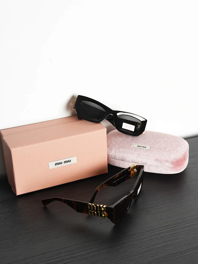 Item ID 9073 M1U Exclusive Hardware Accessory with letter carving, irregular shaped temple, black sunglasses, available in prescription