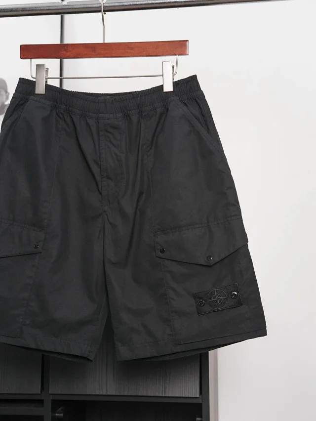 Item ID 9074 SI black logo 50 double stranded combed cotton workwear shorts