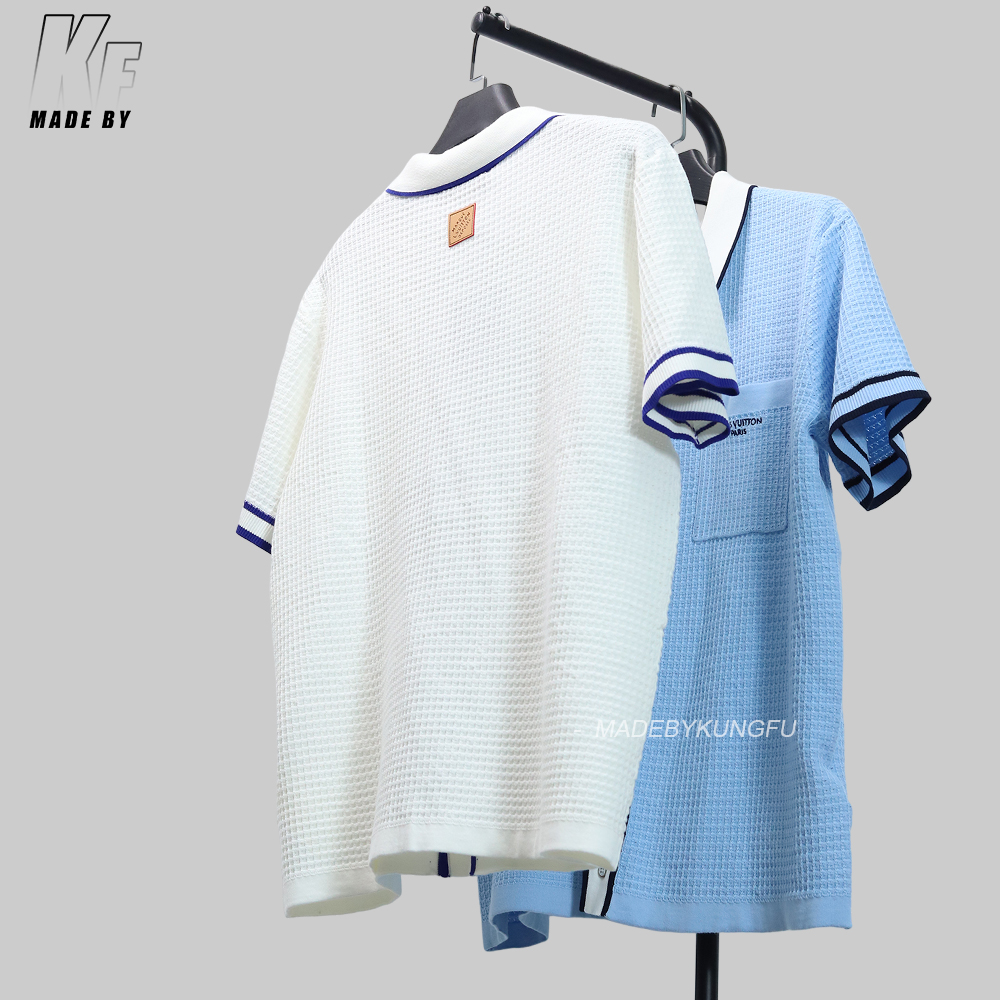 1V waffle knit shirt