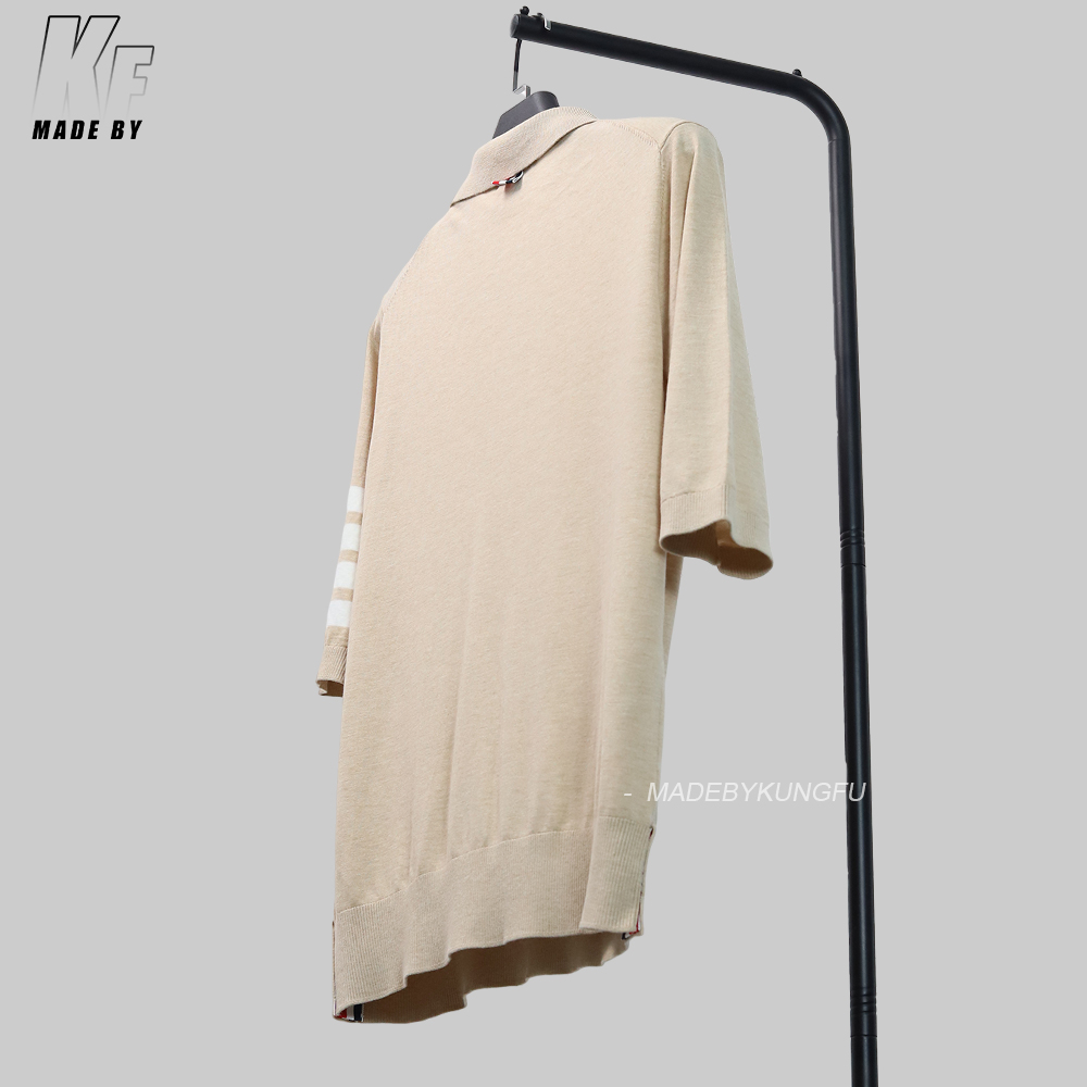 TB mulberry silk wool blended knitted polo