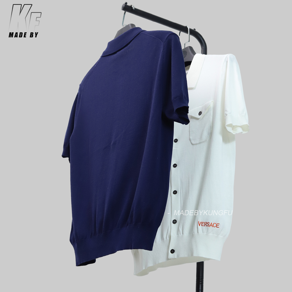 VERSACE knit Button UP Polo