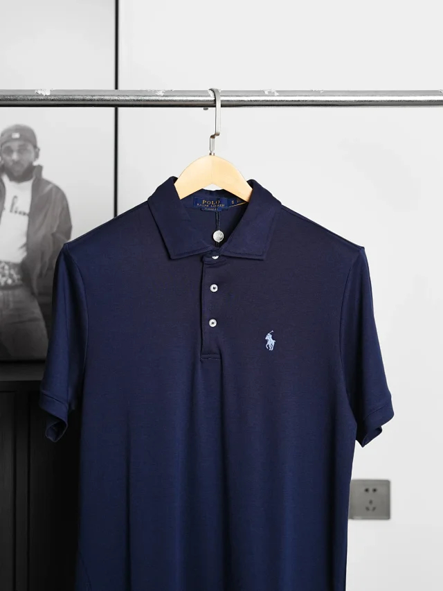 Item ID 9082 RL SS26 Pony Logo Button Long Velvet Elastic Fiber Original Embroidery Front Sleeve Polo Shirt