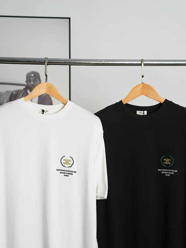 Item ID 9085 CHANE1 Suede Soft Long staple Cotton Fabric Round Neck Logo Embroidered Short Sleeve T-shirt