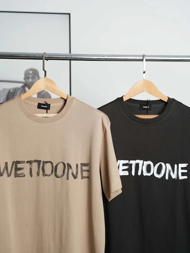 Item ID 9087 WE11DONE SS26 Imported Adhesive Material Fun Hand drawn Logo Soft Short sleeved T-shirt