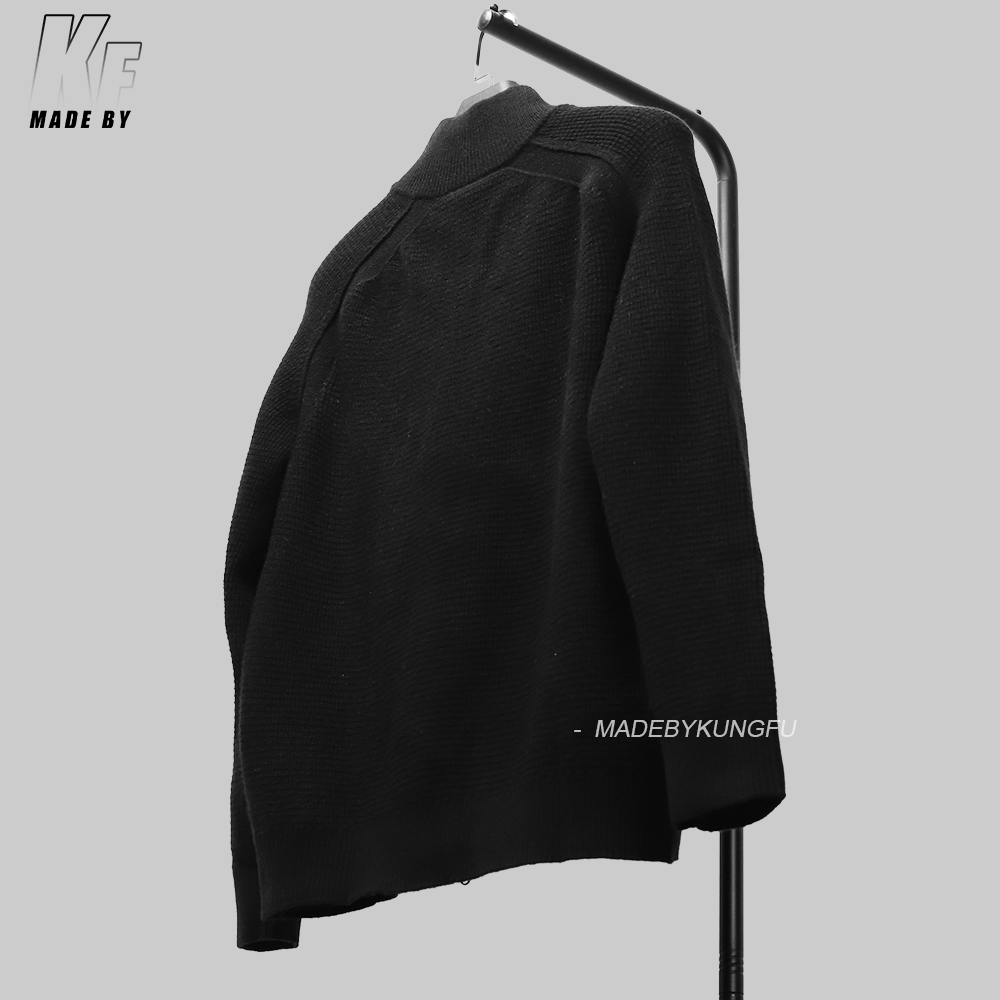 SI Ghost waffle wool knit cardigan