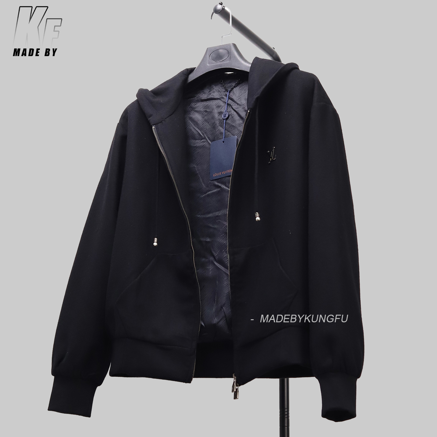 1V Technical wool bend  Zip Hoodie