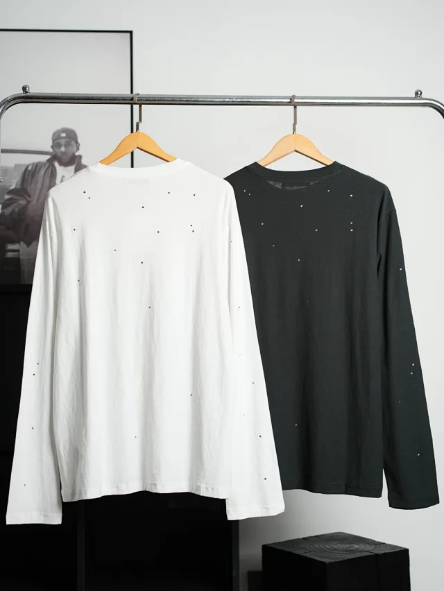 Item ID 9094 Acne FW25 Imported Mirror Patch 1996 Series Classic Starry Sky, Distressed Vintage Casual Long-sleeved T-shirt
