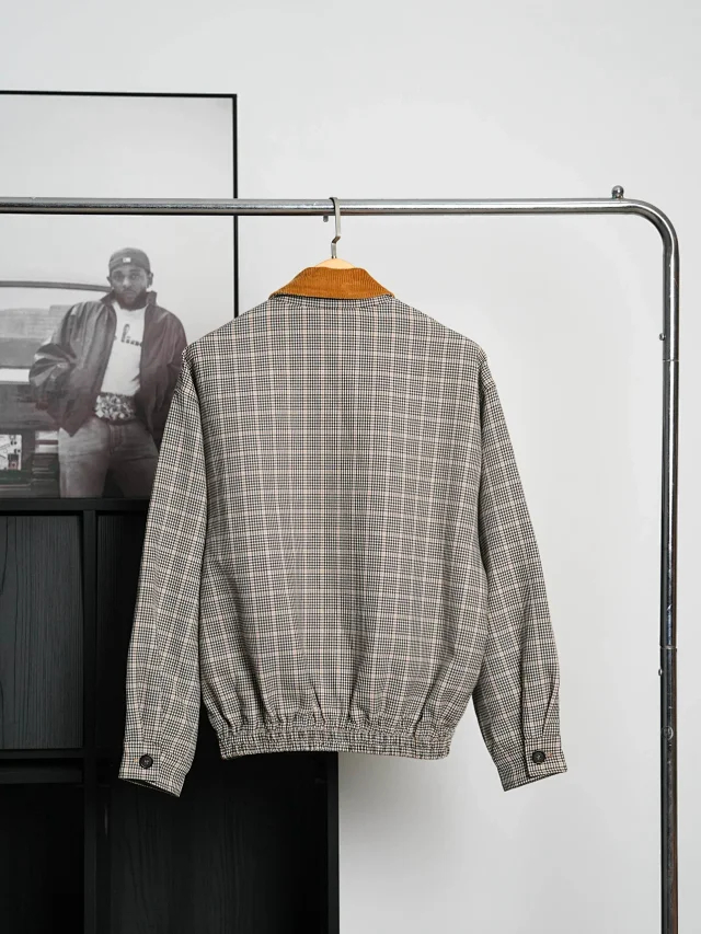 Item ID 9106 M1UM1U SS25 One-Year Development Exclusive Checkered Alignment Color-Block Zipper Long-Sleeve Jacket Coat, Short Version