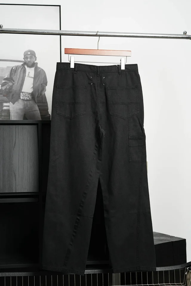 Item ID 9123 Magira washed twill straight leg denim pants, loose straight leg solid color pocket pants