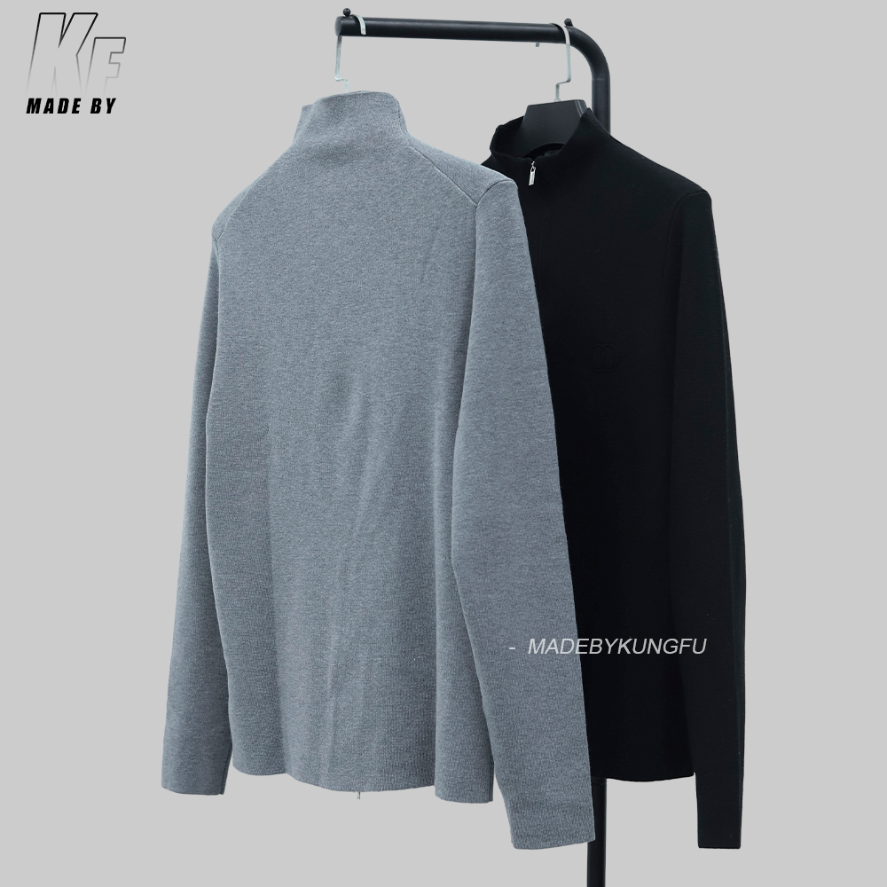 Dior立领拉链毛衣 灰色