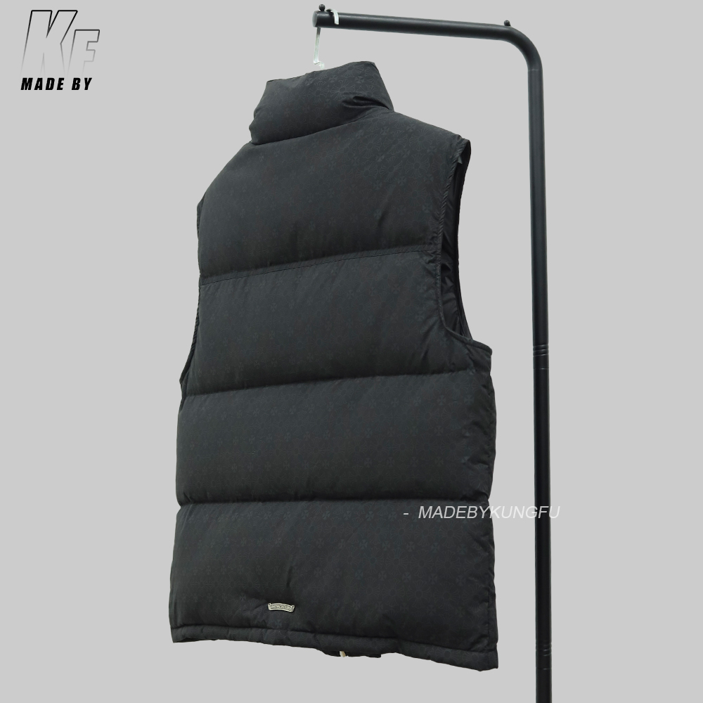 克罗心羽绒马甲 暗纹黑