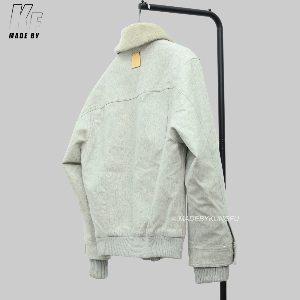 LV绒毛领子拉链外套 米白