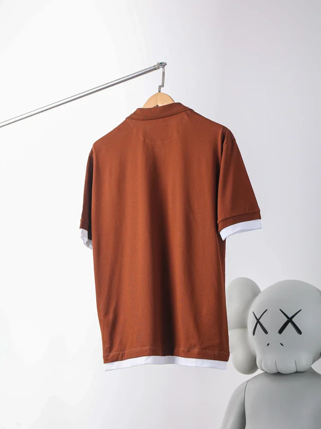 Item ID 9050 PRA pure cotton fake two-piece polo shirt with new color scheme, chest patch with triangular logo