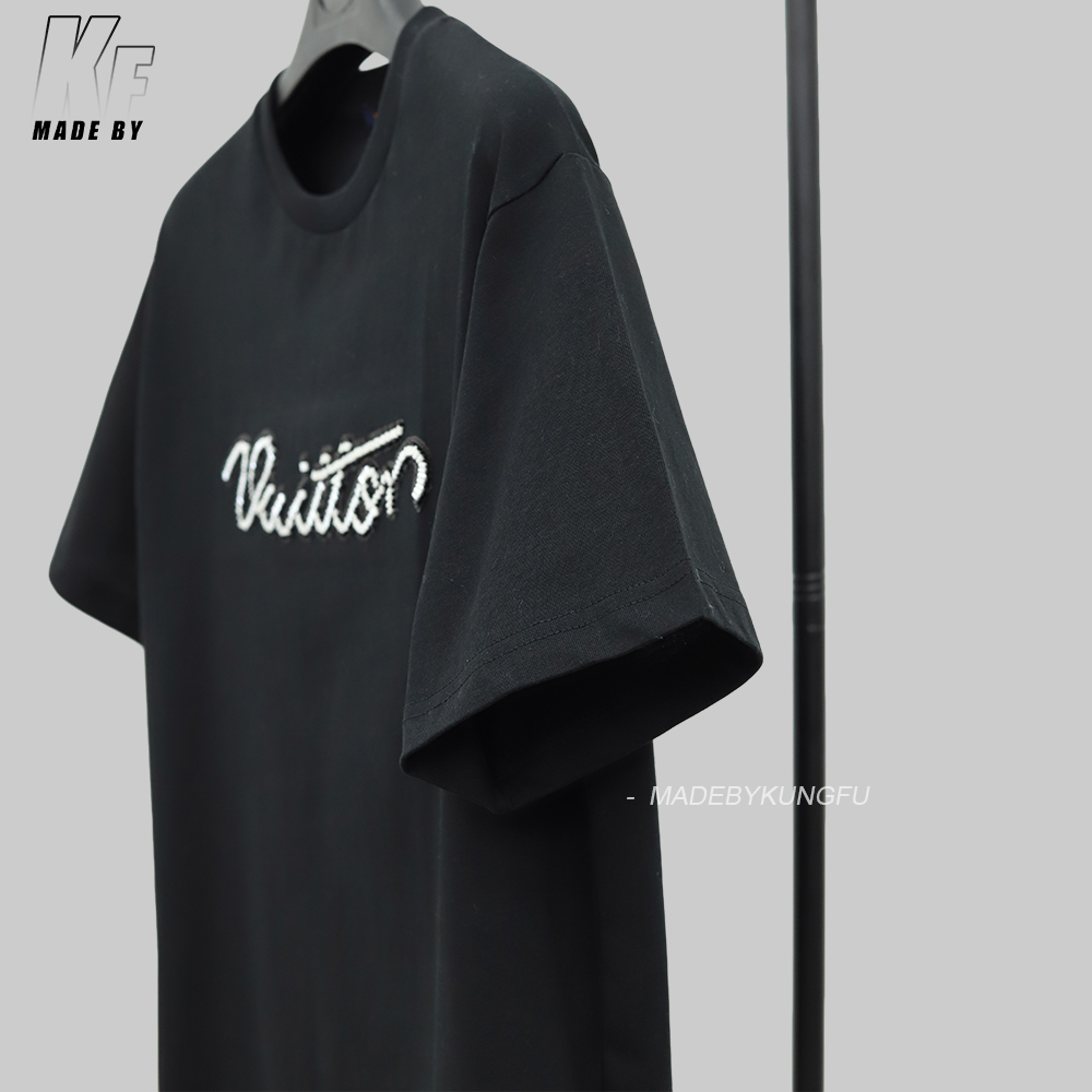 LV 镶钻字母短袖 黑色