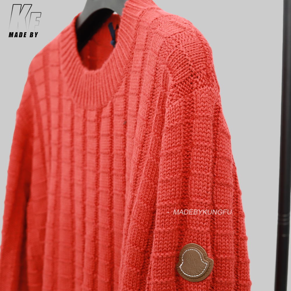 Moncler方块圆领毛衣 红色