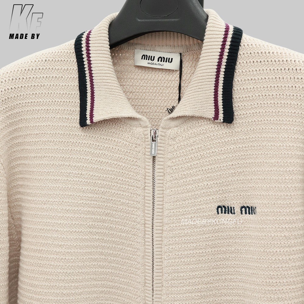 Miu Knitted Striped Zipper Jacket