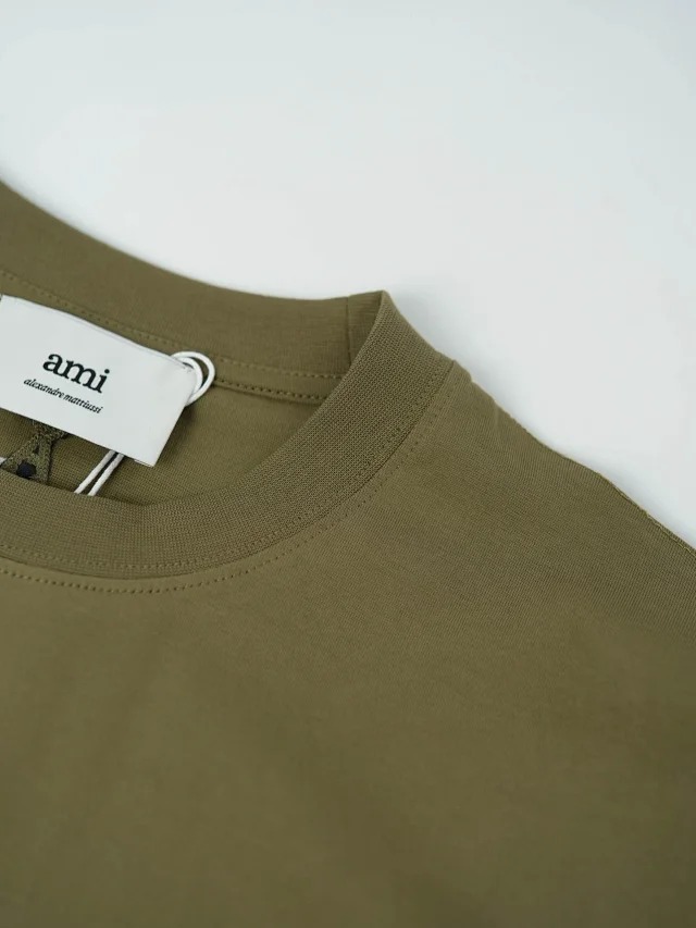 Ami Crochet Letter Round Neck Short Sleeve Night Osmanthus Green