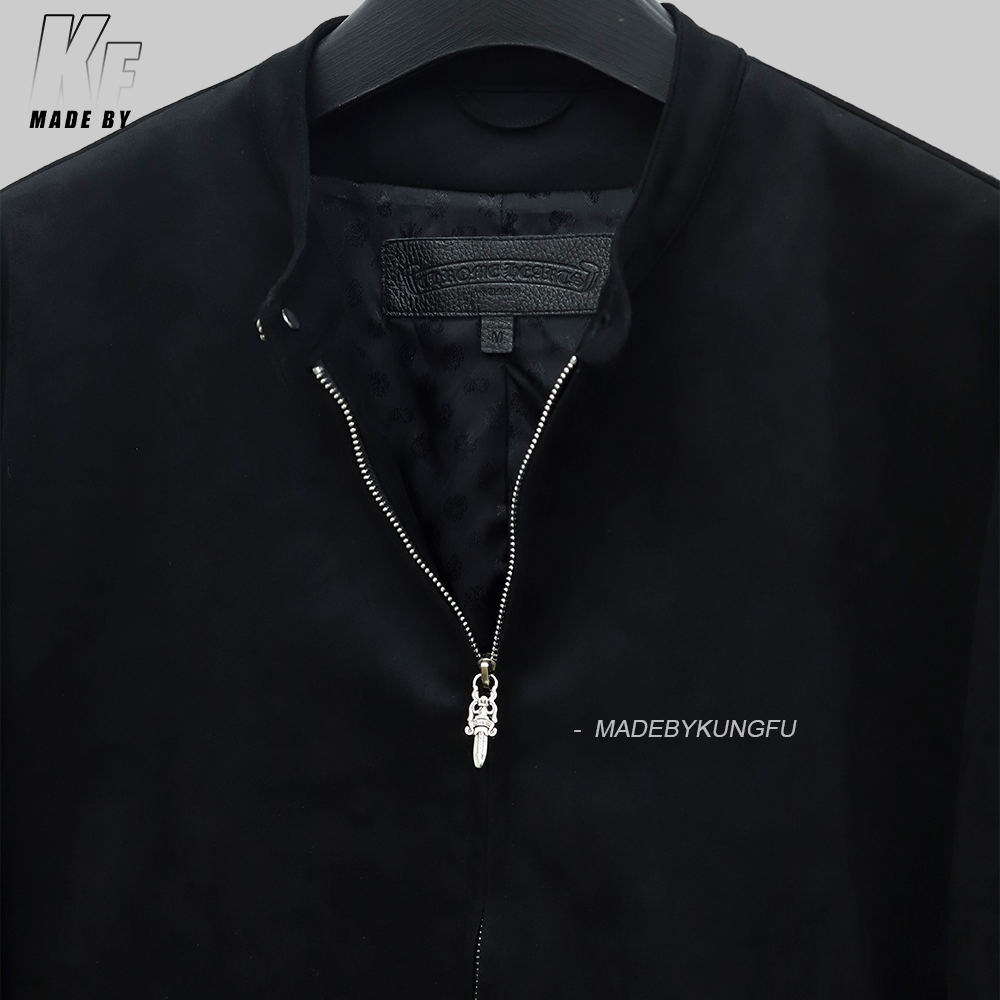 克罗心顺滑棉质拉链夹克 黑色