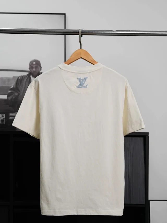 Item ID 9017 1V Pure cotton water soluble letter embroidered knitted T-shirt