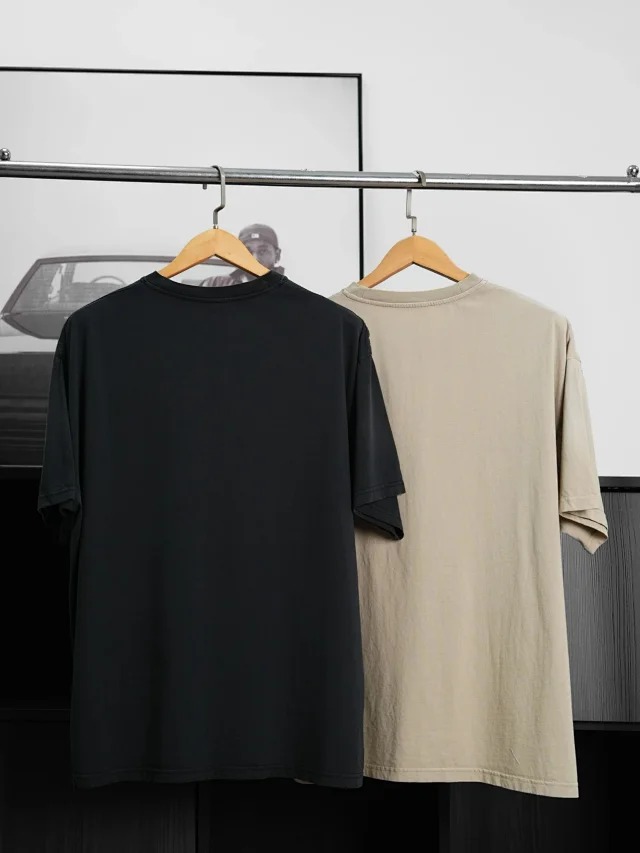 Item ID 9032 Acne 1996 flocking logo printed round neck loose short sleeved T-shirt in blackbeige