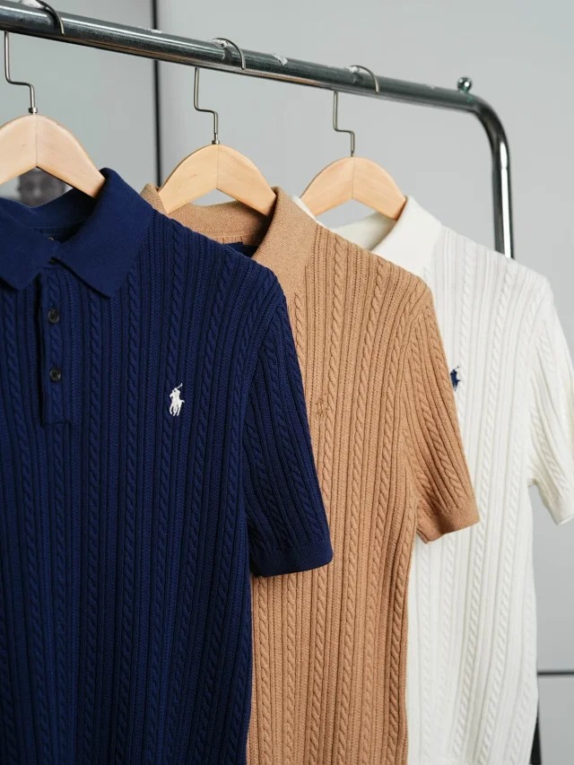 Item ID 9030 Ralph Fried Dough Twists Knitted Embroidered Pony Short Sleeve Pullover Polo Shirt Standard Edition Men's and Women's