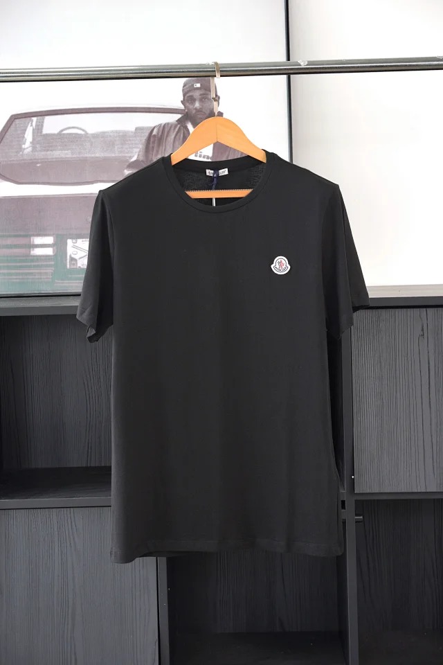 Item ID 9039 Mon basic black and white gray short sleeved custom logo solid color round neck short sleeved 