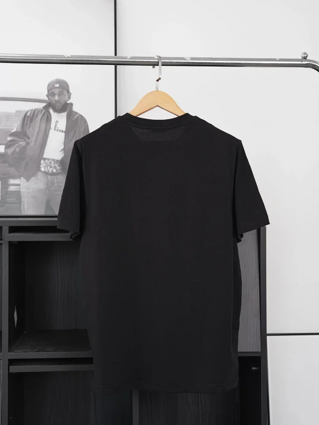 Item ID 9048 Mon Customized Logo Imported Hot Stamping Material Cotton Jensen Logo Knitted Round Neck Short Sleeve