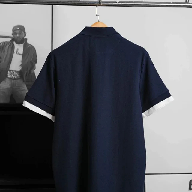Item ID 9050 PRA pure cotton fake two-piece polo shirt with new color scheme, chest patch with triangular logo