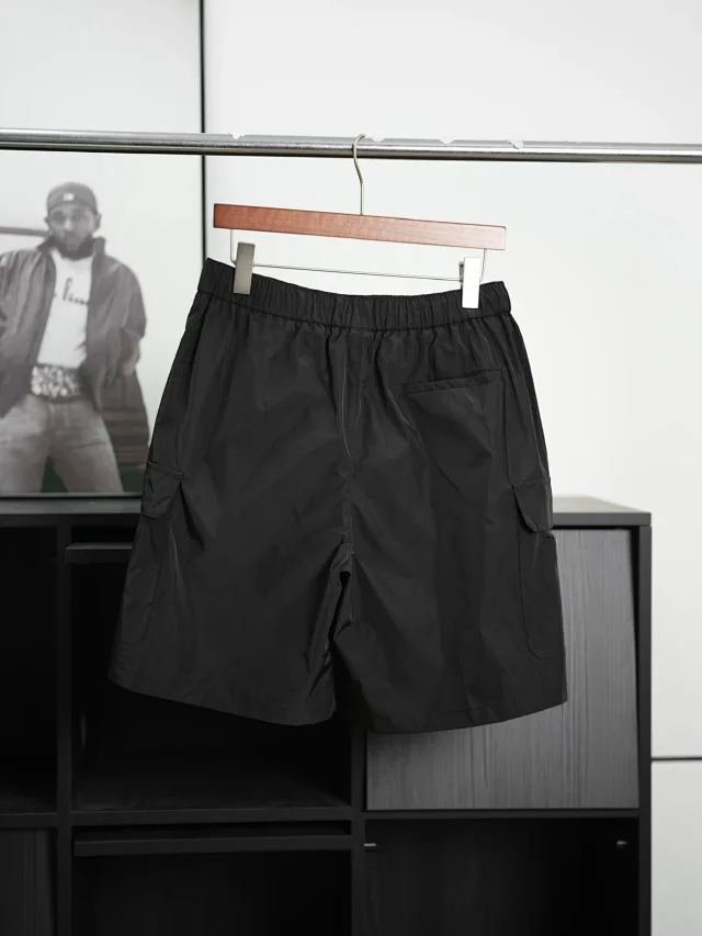 Item ID 9054 PRA Recycled Nylon Series Enamel Triangle Logo Elastic Bundle Rope Waist Casual Shorts