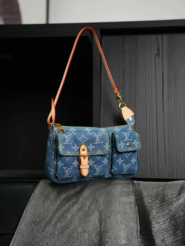Item ID 9060 1V PA Denim Danning Chain Head Hanging Fabric Handheld Shoulder Bag Women's