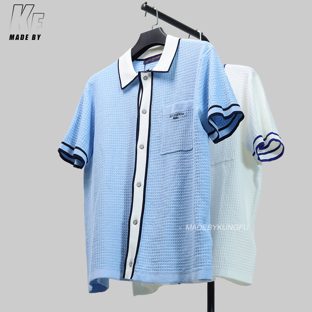 1V waffle knit shirt