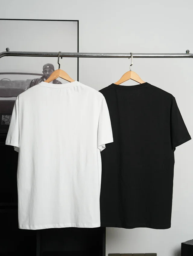 Item ID 9086 LOE Two Color Fixed Dyeing Yarn Precollection Series Cotton Solid Color Short Sleeve T-shirt Loose Edition