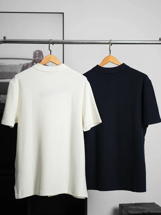 Item ID 9089 LR Poluoge Flat Machine Weaving Method Cotton Solid Color Pony Embroidery Short Sleeve Cardigan Knitted Standard Edition