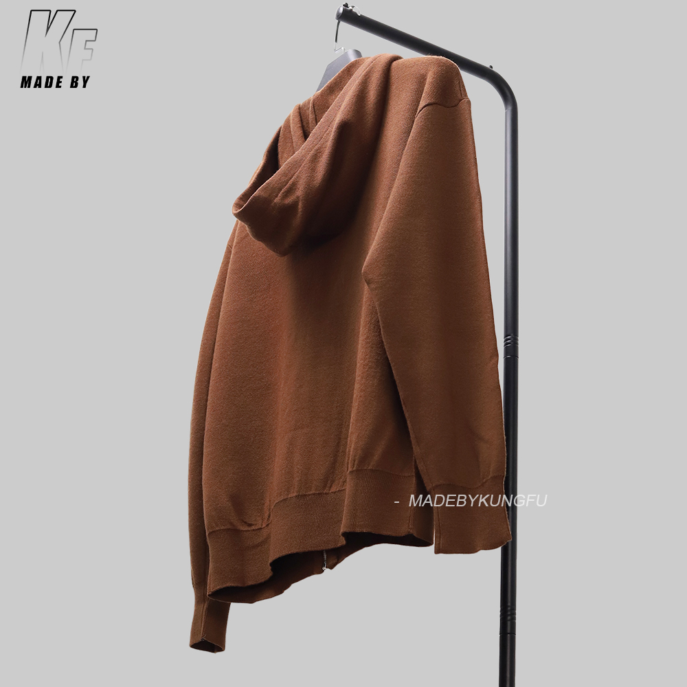 Loe 100% wool leather zipper hoodie
