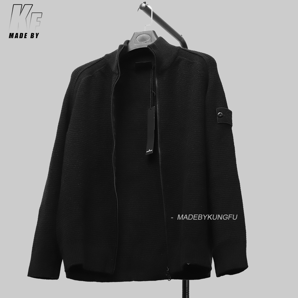 SI Ghost waffle wool knit cardigan